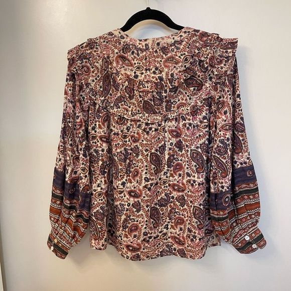 Cleobella Women Blouse V-neck Boho Cotton Organic Oversized Top Sz XS - Picture 13 of 14